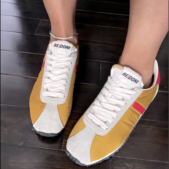 Re/Done Shoes - Re/Done 70s runner sneakers in yellow nylon with box & dust bag size 37